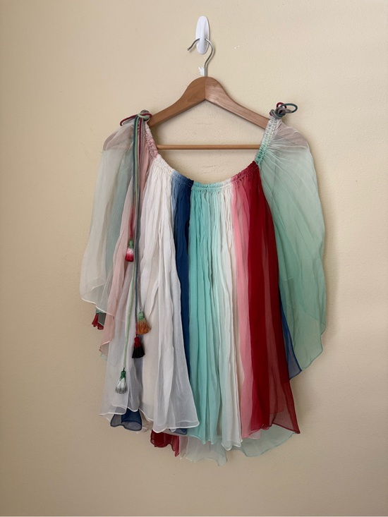 Chloe Tops - Chloe Off The Shoulder Chiffon Top Blouse Silk Multicolor Rainbow 38